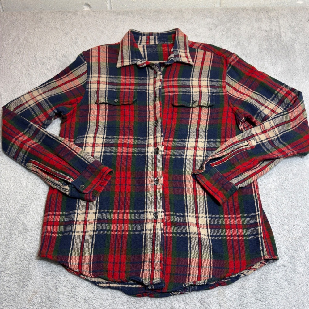 Tailor Vintage Flannel Shirt Mens Large Red Blue Green Plaid Button Down Pockets